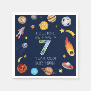 Houston We Have A 7 Års 7-års Födelsedagsfest Pappersservett