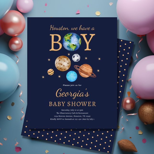 "Houston we have a Boy"-inbjudan till babyskor (Skapare uppladdad)