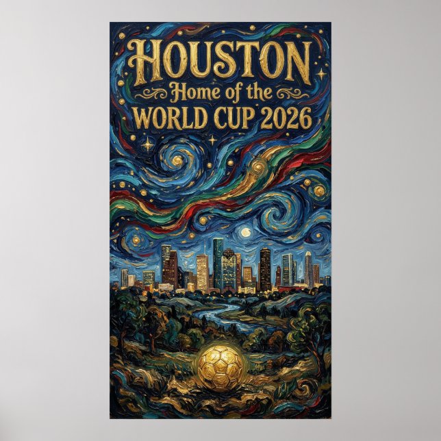  Houston World Cup 2026 Night Reflection Soccer Poster (Framsidan)