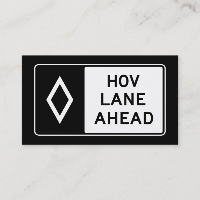 HOV LANE AHEAD : Kontaktkort för carpool (Framsida)