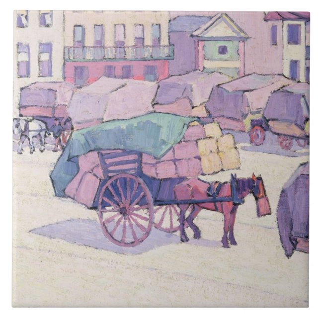 Hövagnar, Cumberland marknadsför (olja på kanfas) Kakelplatta (Framsidan)