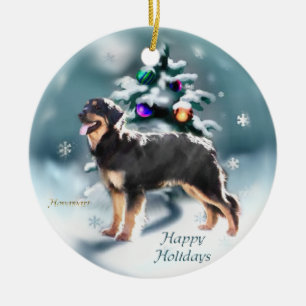 Hovawart jul julgransprydnad keramik