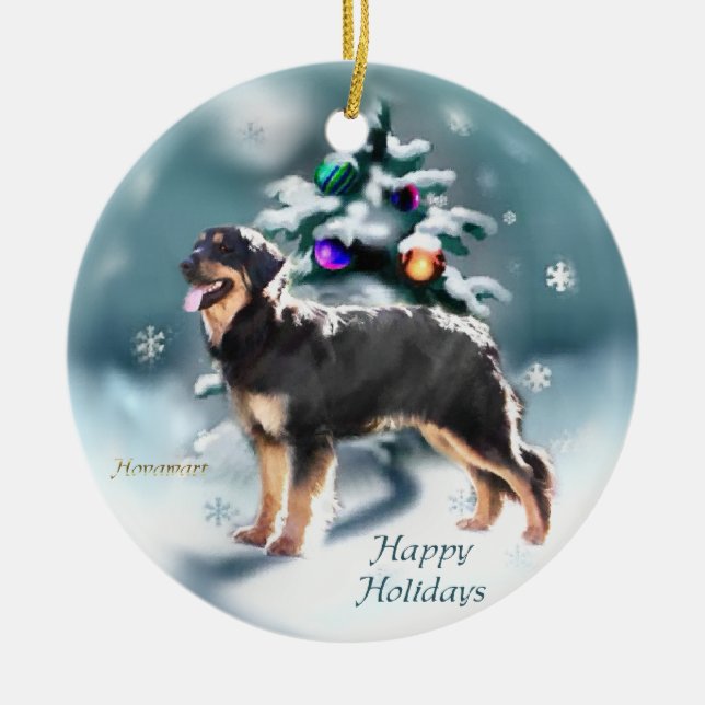 Hovawart jul julgransprydnad keramik (Framsidan)