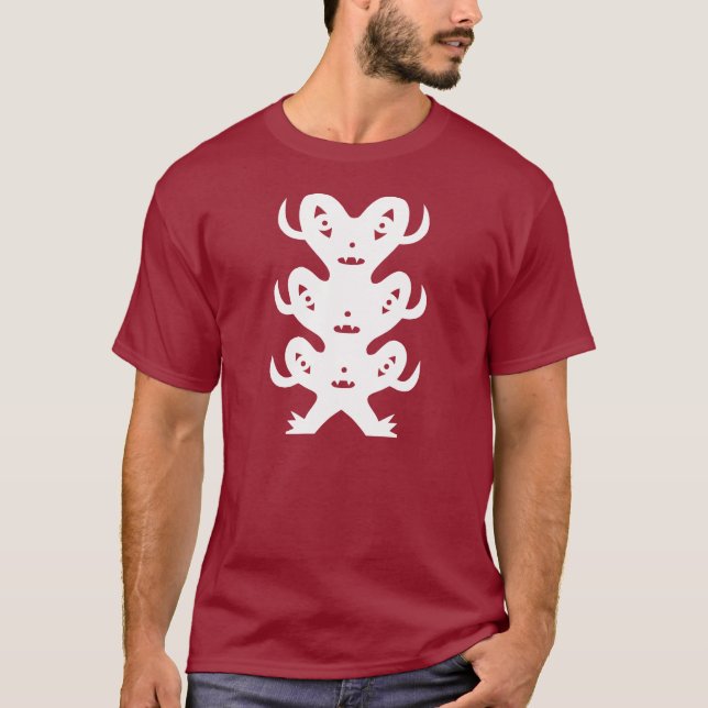 Hövdat monster tre från månen t-shirt (Framsida)