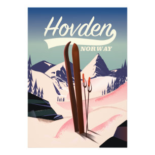Hovden Norge Ski reseaffisch. Fototryck
