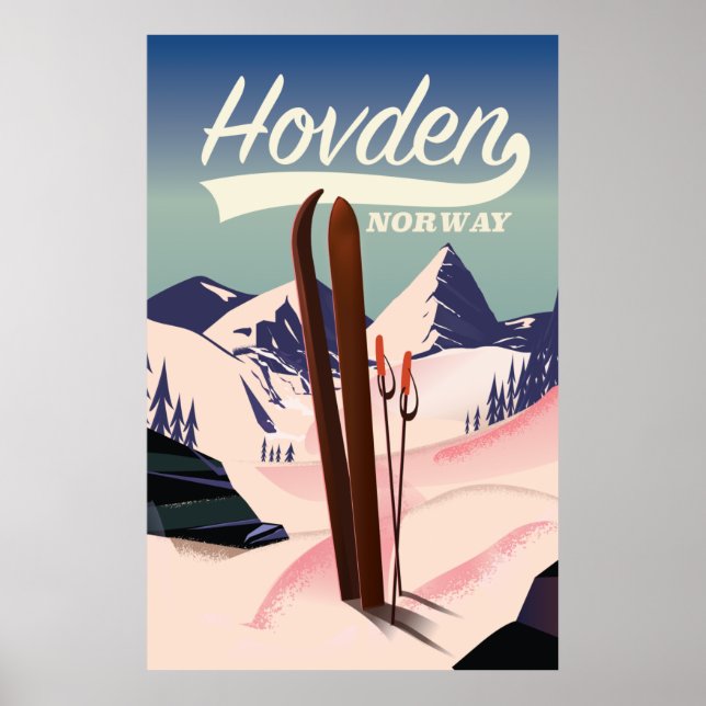 Hovden Norge Ski reseaffisch. Poster (Framsidan)