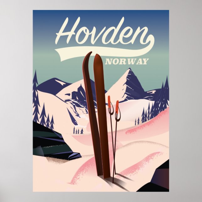 Hovden Norge Ski reseaffisch. Poster (Framsidan)