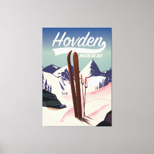 Hovden Norge Skidåkningsresaffisch. Canvastryck