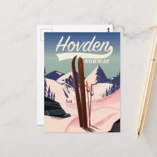 Hovden Norge Skidresor affisch. Vykort