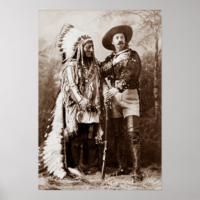 Hövding Sitting Bull och Buffalo Bill Circa 1885 Poster (Framsidan)