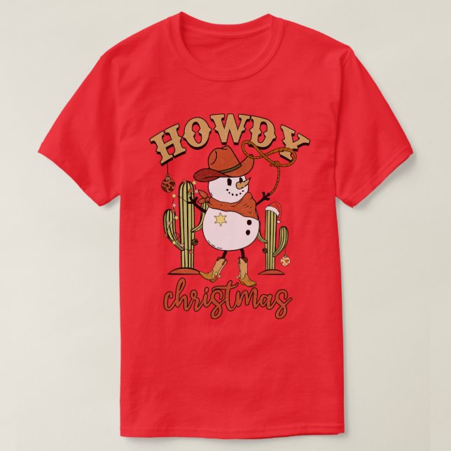 Hovdy christmas cowboy snögubbe t shirt (Design framsida)