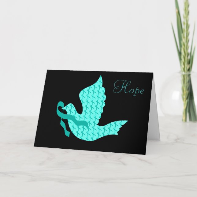 Hove Teal Ribbon - Ovariancancer Helgkort (Framsida)