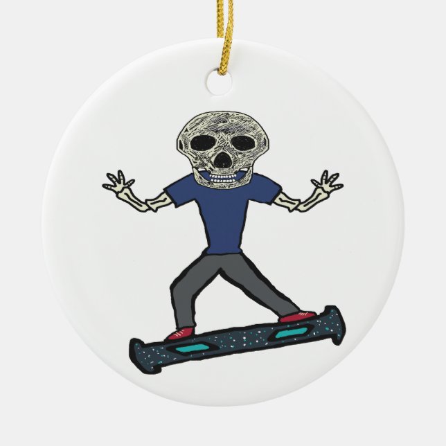 Hoverboard Skeleton Julgransprydnad Keramik (Framsidan)