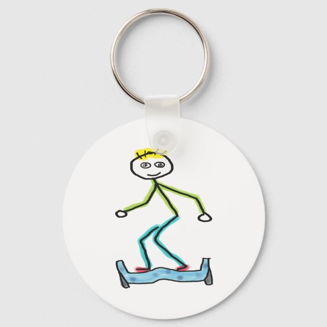 Hoverboard Stickman Nyckelring (Framsida)