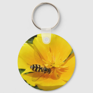 Hoverfly och Flower Keychain Nyckelring