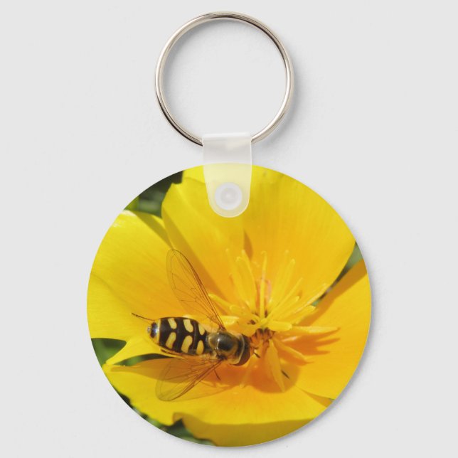 Hoverfly och Flower Keychain Nyckelring (Framsida)