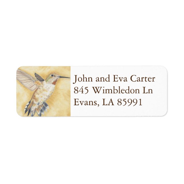 Hovering Hummingbird return address label Returadress Etikett (Framsidan)