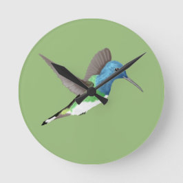 Hovering Jacobin Hummingbird - transparent. Rund Klocka