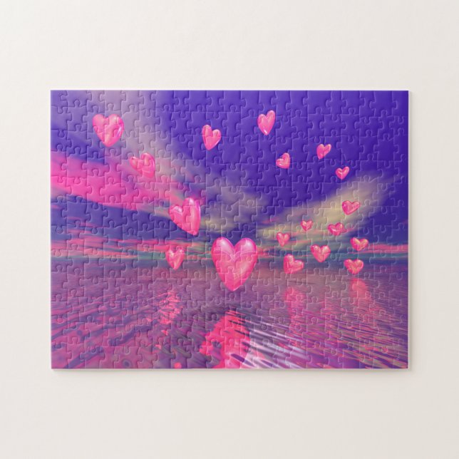 Hovering Valentine Hearts Pussel (Horisontell)