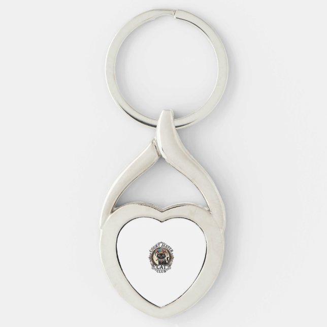 Hovnarrkatt Rolig kattälskare design - Hovnarr Twisted Heart Silverfärgad Nyckelring (Framsidan)