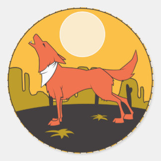 hovrande coyote-scen runt klistermärke
