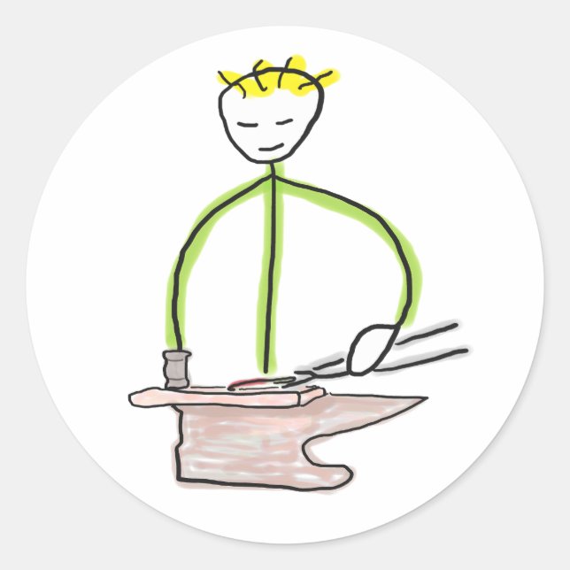Hovslagare Stickman Runt Klistermärke (Framsida)