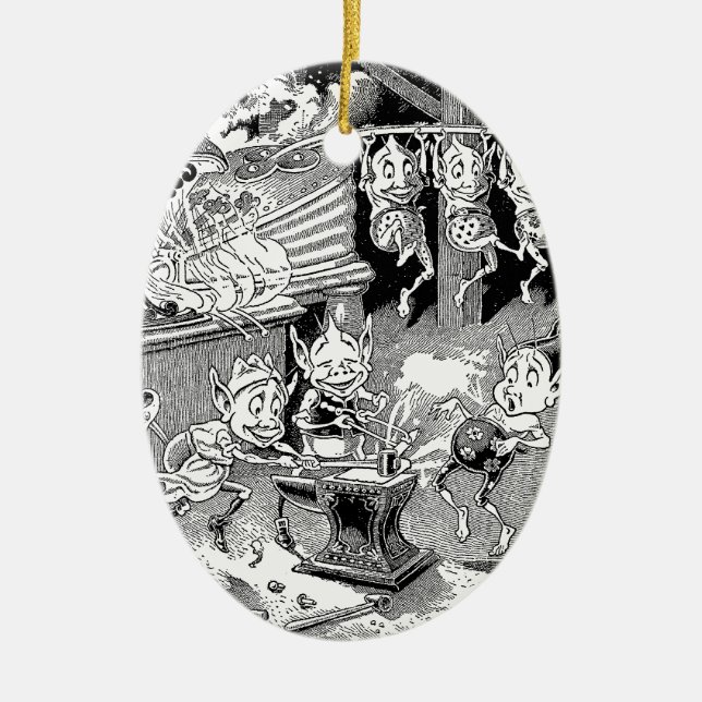 HovslagareGnome på smedjan Julgransprydnad Keramik (Framsidan)