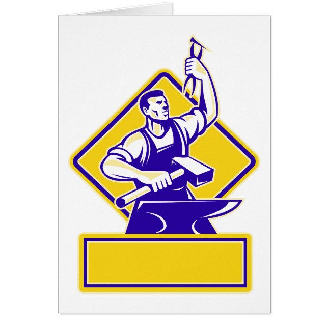 Hovslagareinnehav bultar med det Retro städet Hälsningskort (Framsidan)