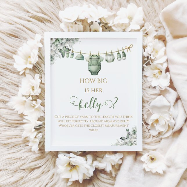 How Big is Her Belly Sage Green Butterfly Game Poster (Skapare uppladdad)