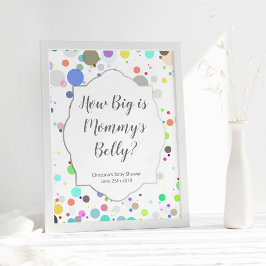 "How Big is Mamma Belly" Multifärgad Baby Shower Poster