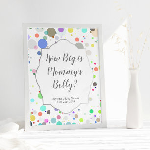 "How Big is Mamma Belly" Multifärgad Baby Shower Poster