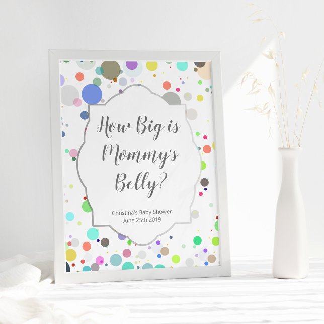 "How Big is Mamma Belly" Multifärgad Baby Shower Poster (Skapare uppladdad)