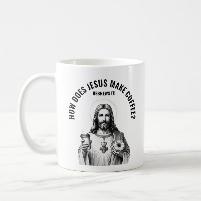 How does Jesus make coffee? Hebrews it Kaffemugg (Vänster)