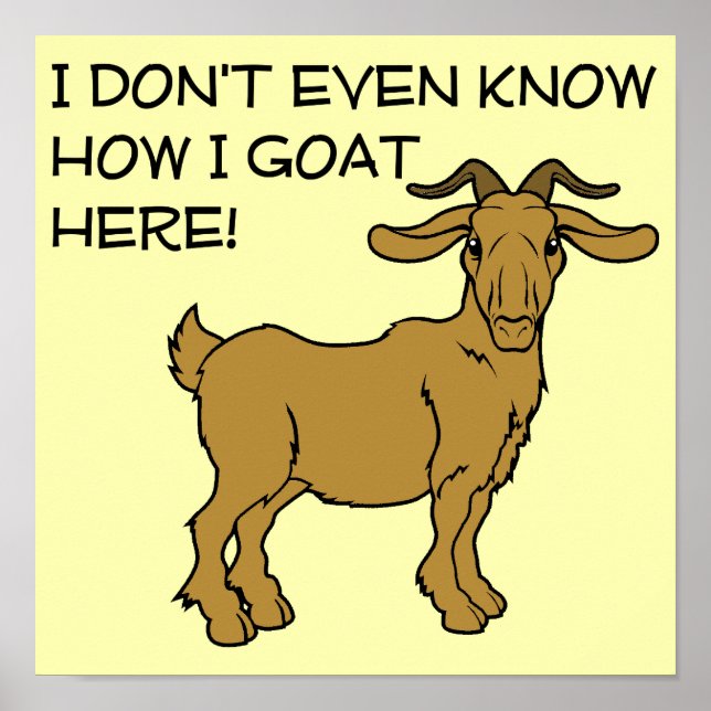 How I Goat Here Funny Poster Sign (Framsidan)