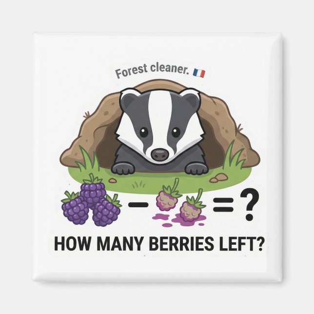 How Many Berries? Badger France Math Subtraction G Magnet (Framsidan)