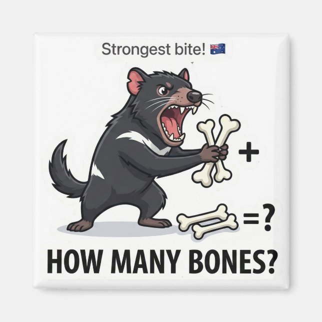 How Many Bones? Tasmanian Devil Math Game Magnet (Framsidan)