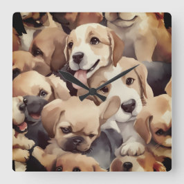 How many brown puppies fyrkantig klocka