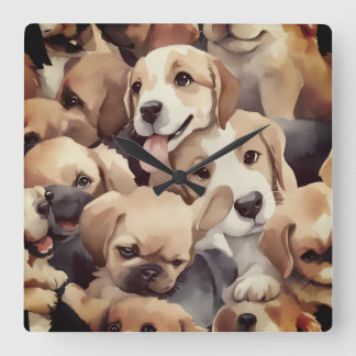 How many brown puppies fyrkantig klocka