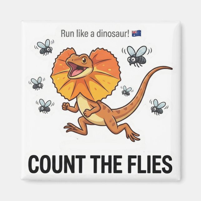 How Many Flies? Frilled Neck Lizard Math Game Magn Magnet (Framsidan)