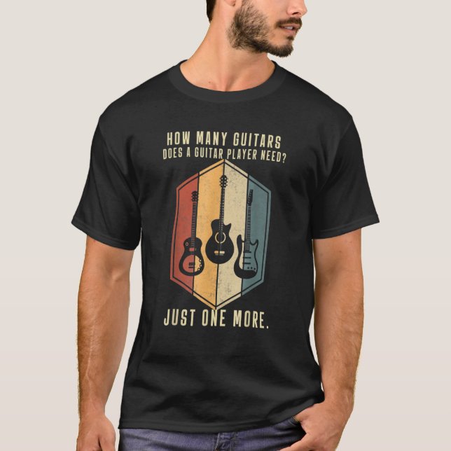 How Many Guitars Gifts For Men Guitar Players Musi T Shirt (Framsida)