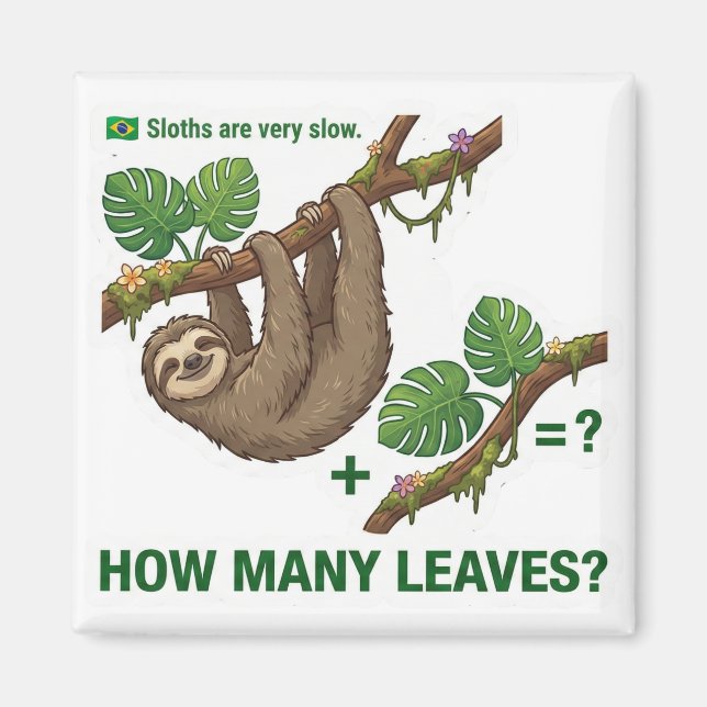 How Many Leaves? Sloth Brazil Math Game Magnet (Framsidan)