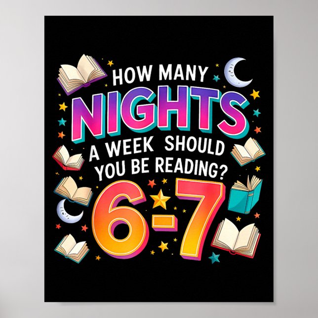 How Many Nights Reading 67 Funny Meme Six Seven Te Poster (Framsidan)