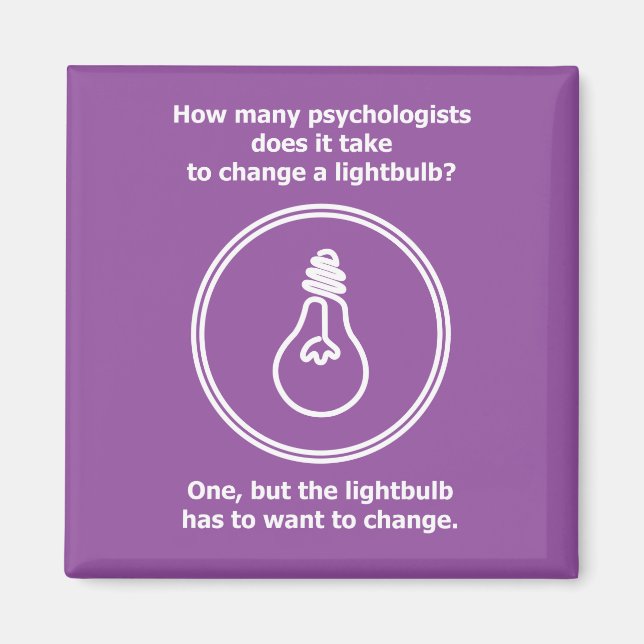 How many psychologists lightbulb humor joke magnet (Framsidan)