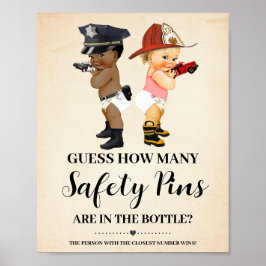 How Many Safety Pins Game Little Recruit Shower Poster