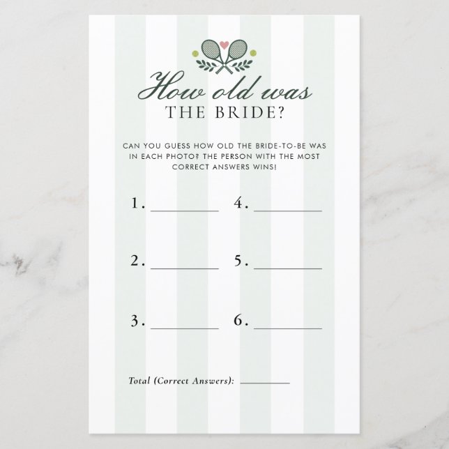 How Old Was Bride Perfect Match Bridal Shower Game (Framsida)