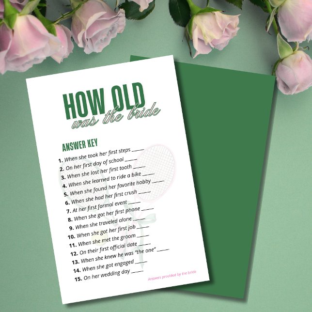 How Old Was the Bride Answer Key | Tennis Game  (Skapare uppladdad)