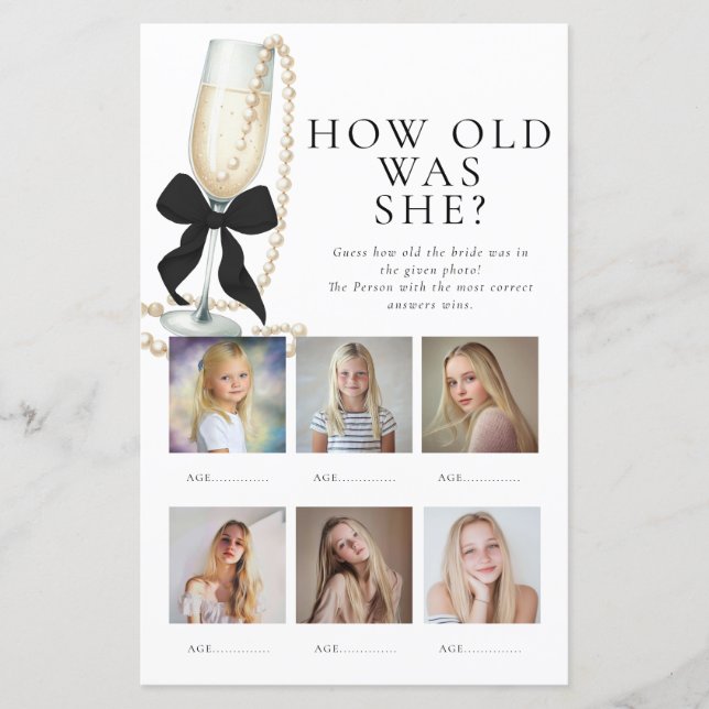 How old was the Bride Bridal Shower Game (Framsida)