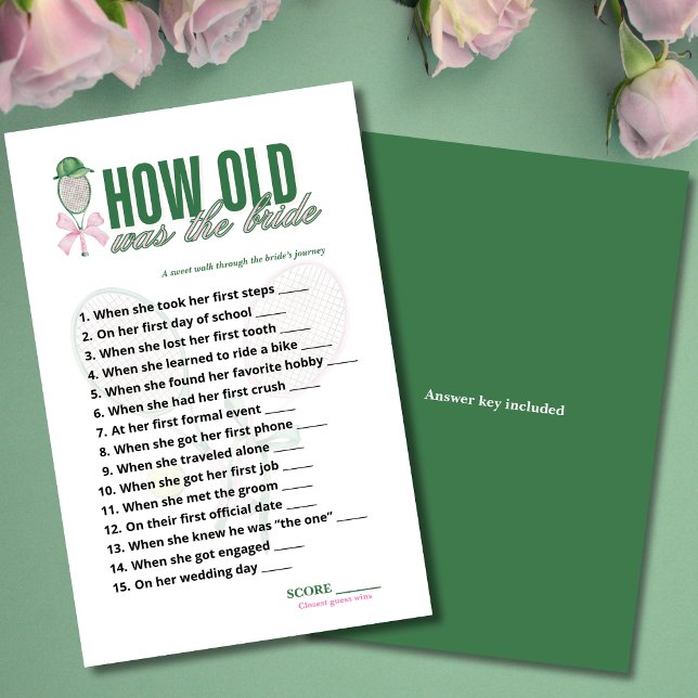How Old Was the Bride Tennis Bridal Shower Game (Skapare uppladdad)