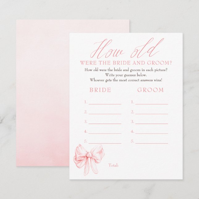 How Old Were The Bride And Groom Game Cards Tilläggskort (Fram/baksida)