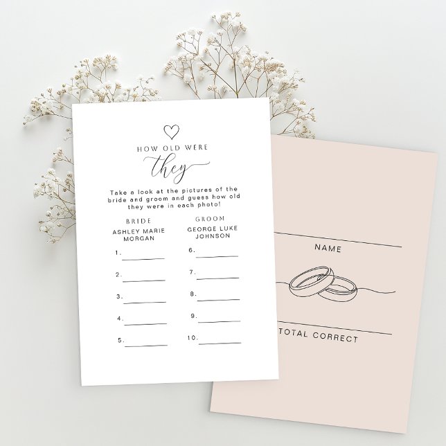 How Old Were They Printable Game Card Inbjudningar (Digital download available - Shower game card)